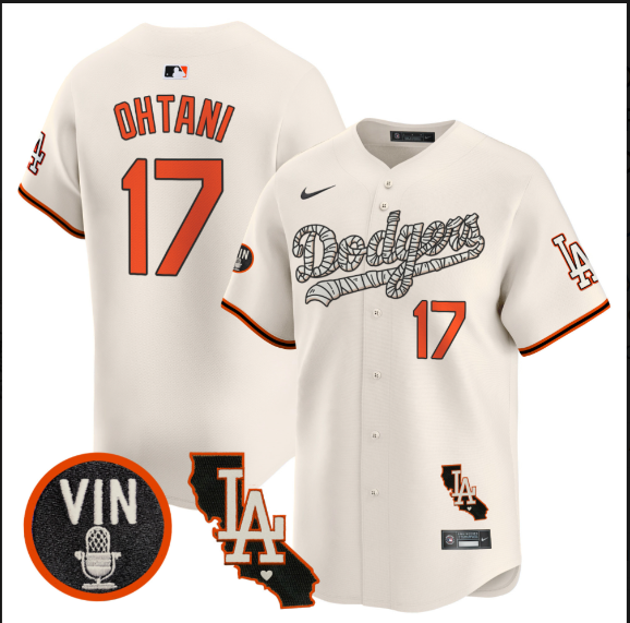 Men Los Angeles Dodgers 17 Ohtani 2025 cream Limited Stitched Jersey